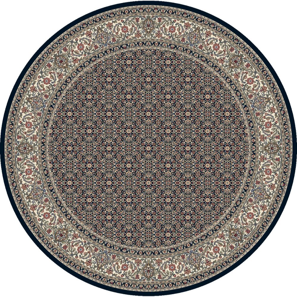 Dynamic Rugs 57011-3464 Ancient Garden 5.3 Ft. X 5.3 Ft. Round Rug in Navy